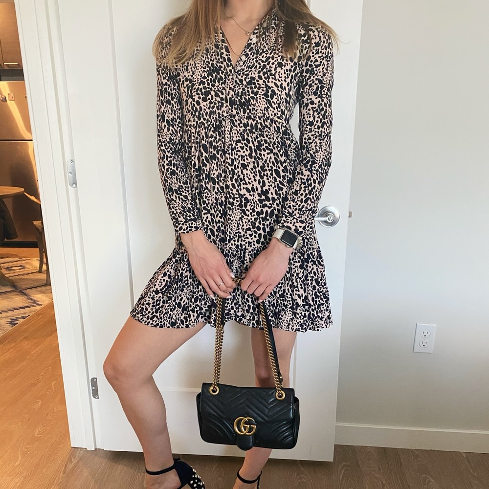 Mini button up dress. Gorgeous animal print.